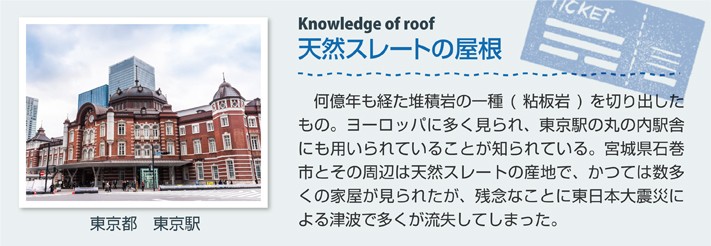 天然スレートの屋根(東京都 東京駅)