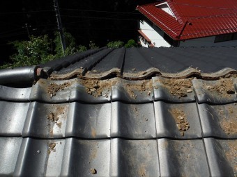瓦屋根の棟部分